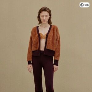 Neiwai Wool Blend Shimmer Thick Oversized Cardigan Size 4